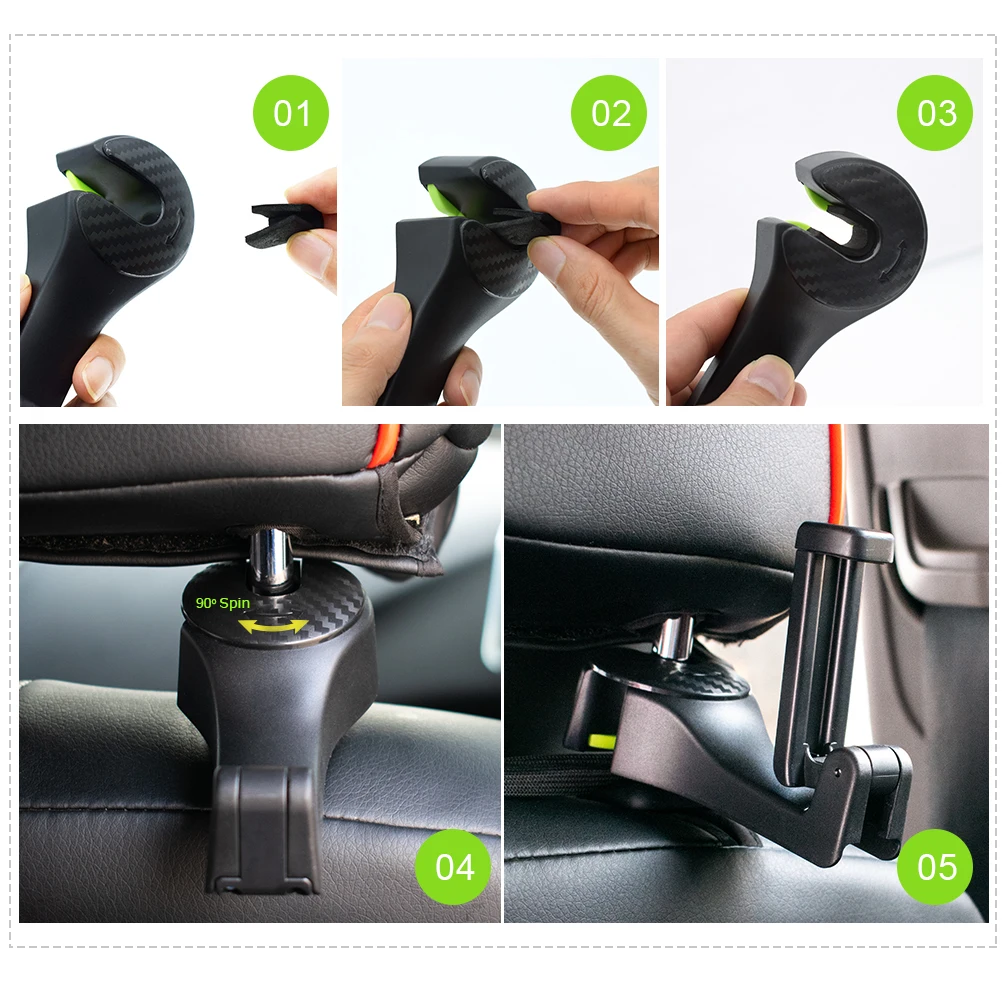 

Car Storage Bag Hook Auto Back Seat Headrest Hooks 2 In 1 Car Seat Organizer Hangers With Phone Holder For Handbag Grocery Bag