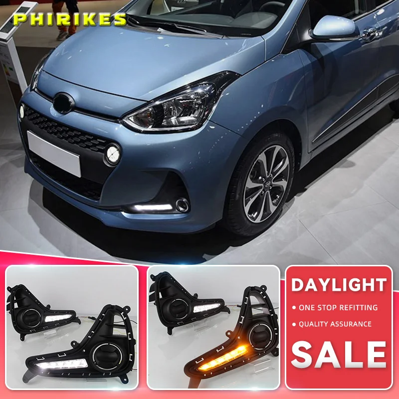 1set For Hyundai Grand I10 2017 2018 2019 DRL Daytime Running Light fog