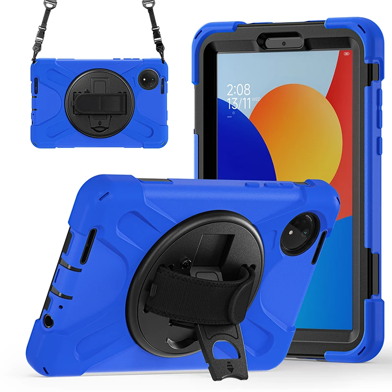 Durable 360° Rotating Tablet Case with Kickstand & Shoulder Strap