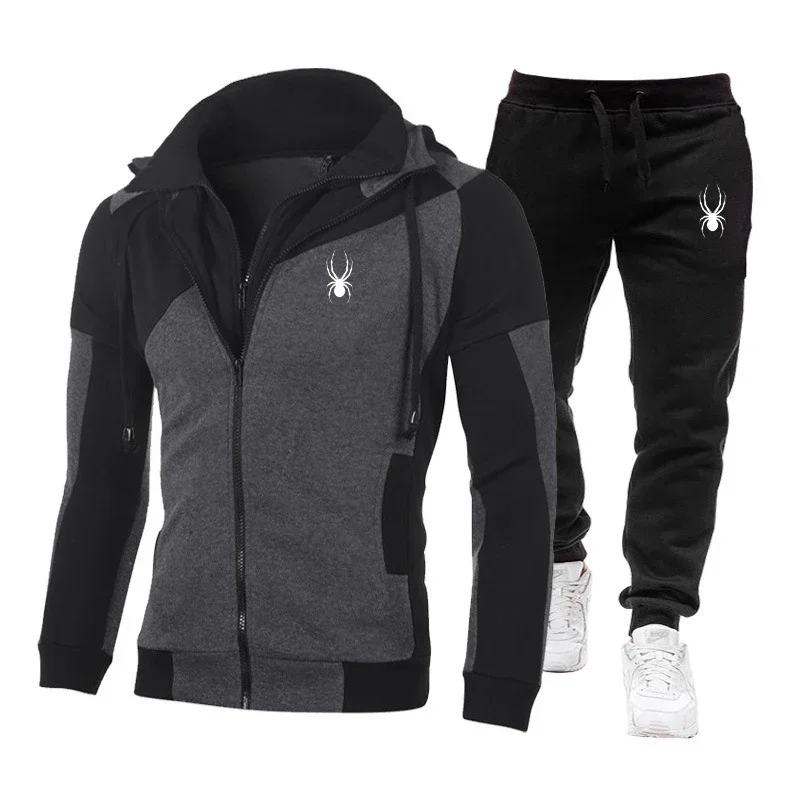 2024 autumn/winter pánské nový značka sportovní sada pánské spojený hoodie+pants dva kusu sada pánské móda ležérní jogging sada