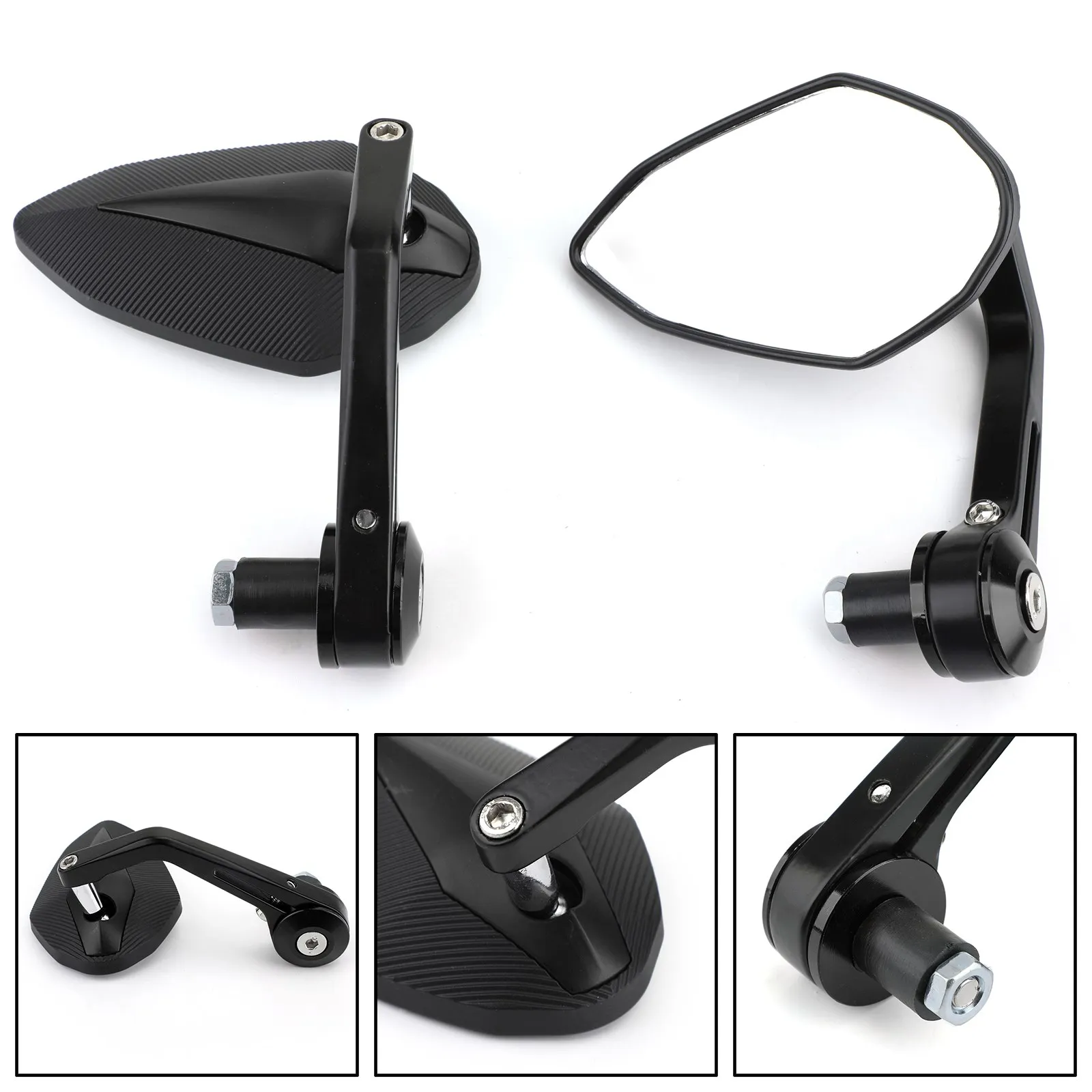 Black Sportbike 7/8" Handle Bar End Mirrors for KTM Honda