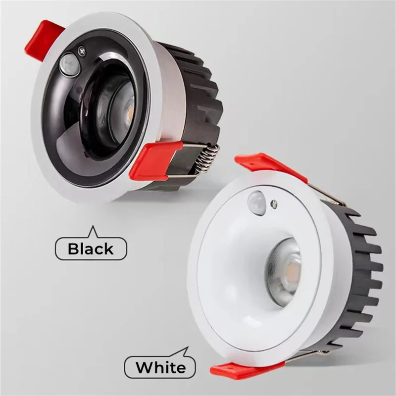 Embedded PIR Motion Sensor Spotlight COB Radar Infrared Downlight For Entrance Corridor Aisle Living Room Opening 75mm AC85-265V 4
