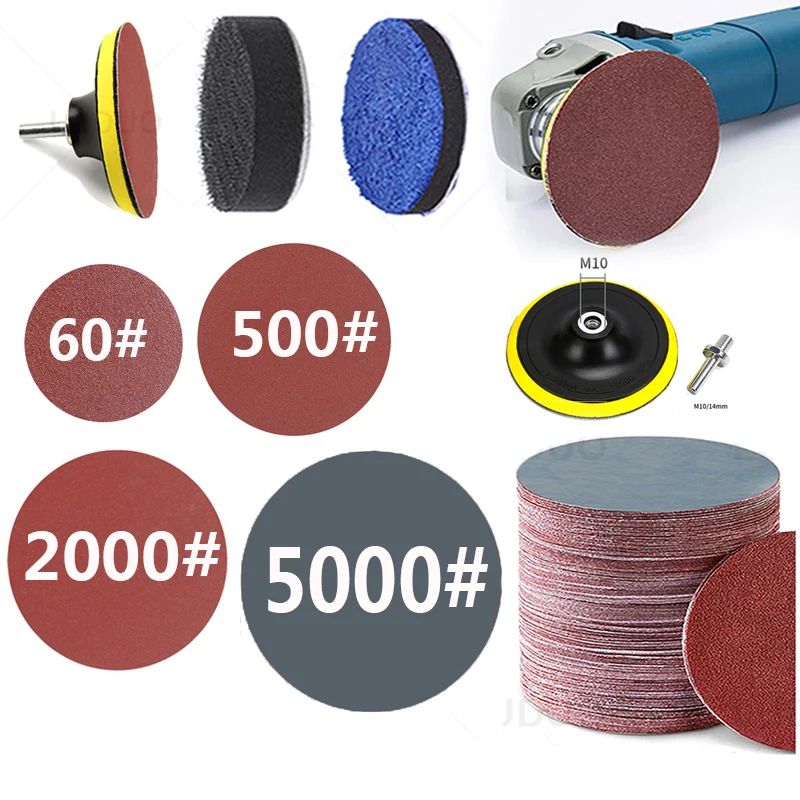 Sanding Discs Polishing Pad 3/4/5/6 Inch 150/125mm Hook & Loop Abrasive Self-adhesive Flocking For Car Metal