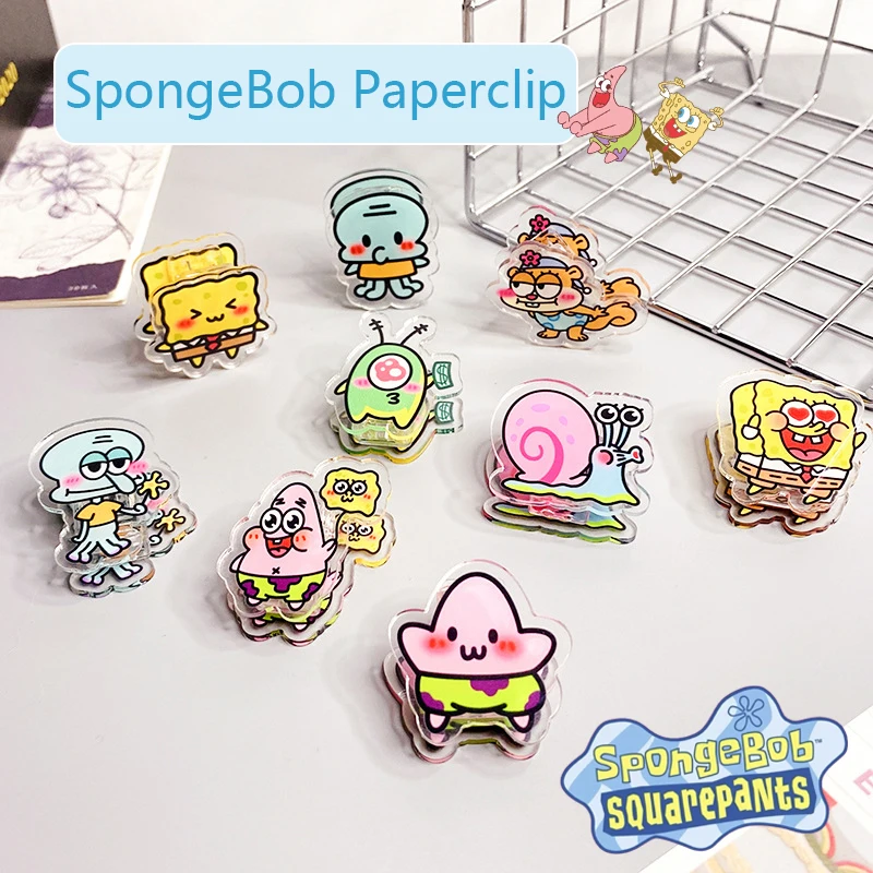Spongebob Patrick Star Paperclip Cartoon Anime Acrilico Clip Documento Organizzatore Di Carta Cancelleria Scuola Ufficio Rilegatura Forniture
