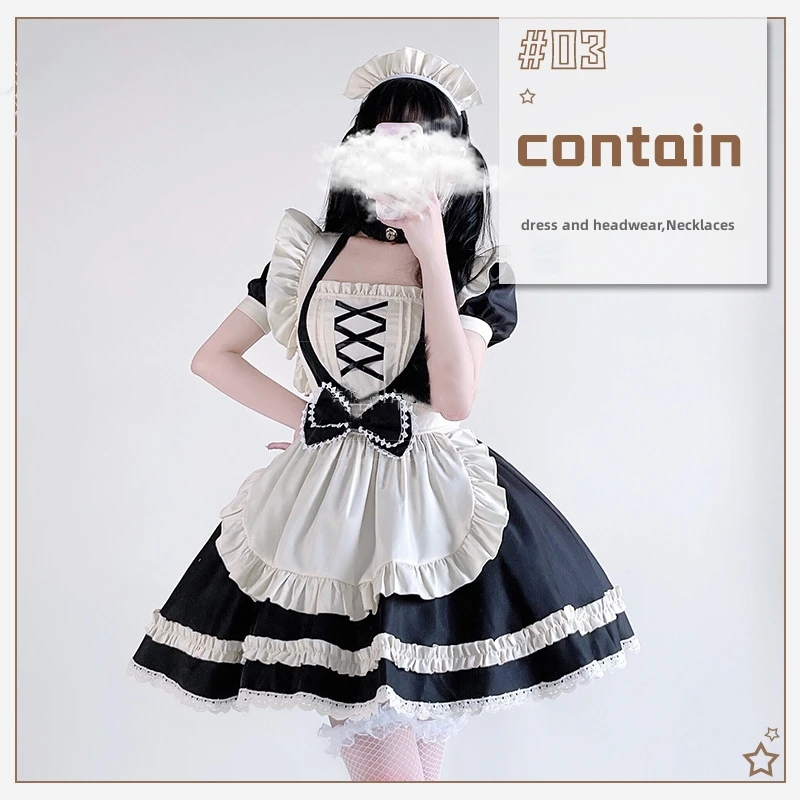 Japanese Maid Cos Uniform Lovely Girl Student Lolita Dress Manservant Costume Christmas and Halloween Kawaii Role Play Dress