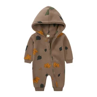 2024 Infant Baby Boys Girls Print Romper Newborn Cotton Fleece Hooded Jumpsuit Toddler Warm Cute Bodysuit Costume For 0-24M 4
