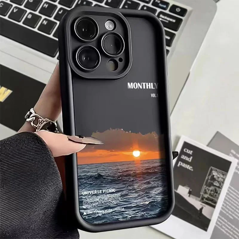 thumbnail image 1 of Funda de silicona de lujo Sunrise At Sea para iPhone 15 16 14 13 12 11 Pro Max Plus X XR XS Max 7 8 Plus SE 2020 2022 Funda a prueba de golpes, 1 of 4