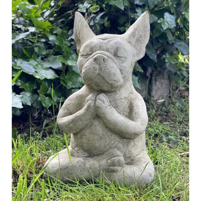 

Meditating Sitting French Bull Dog Yoga Pose Statue Resin Zen Animal Yoga Figurine Indoor Outdoor Lawn Garden Decor Sculpture