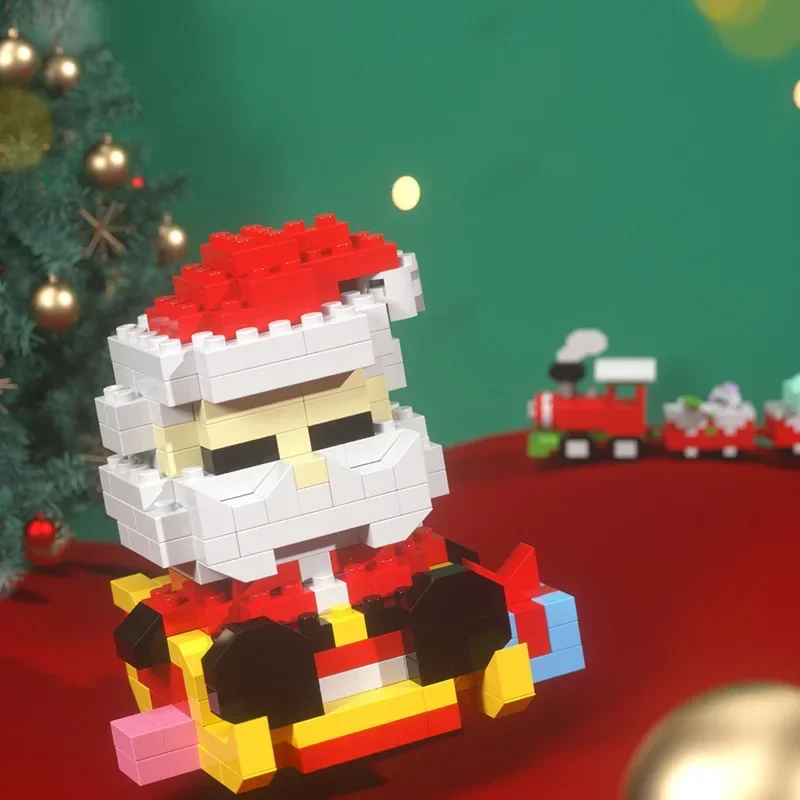 Christmas Gifts Micro Building Block Series Santa Claus Reindeer Puzzle Assembling Bricks Table Decoration Toys Children Kids 5