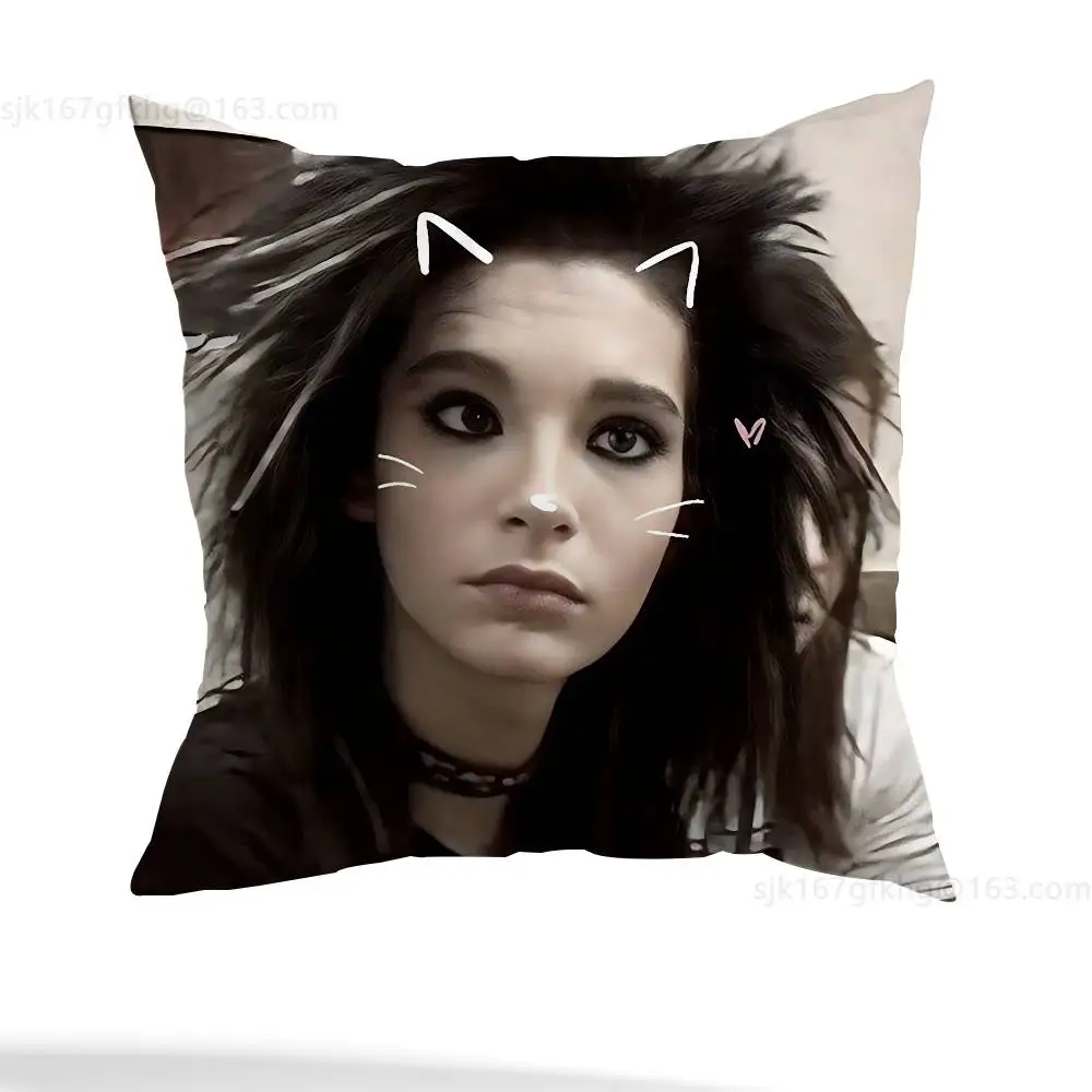 T-Tom kaulitz Bill Kaulitz 베개 커버 사각형 양면 인쇄 짧은 플러시 소파 쿠션 커버 침실 침대 옆 베개