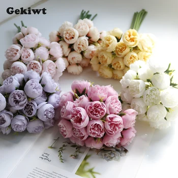 27 teste rosa peonia rosa fiori artificiali bouquet di seta rose fiore finto per vaso da tavolo organizzare fiori di decorazione di nozze per la casa 1