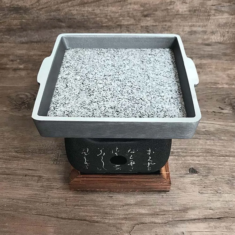 Japanese Style Charcoal Stove Aluminium Alloy with Grill Net Portable Charcoal Grill Carbon Stove Mini Square Text Stove Outdoor