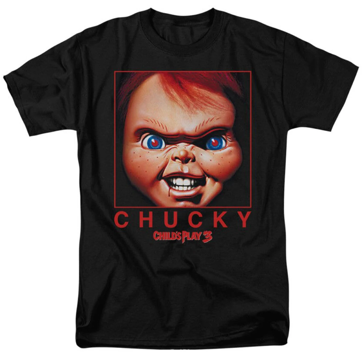 

Child's Play Chucky T-Shirt Good Guy Doll Halloween Scary 80-90s Retro Horror Movie Funny Wanna Play Friends Til The End T Shirt