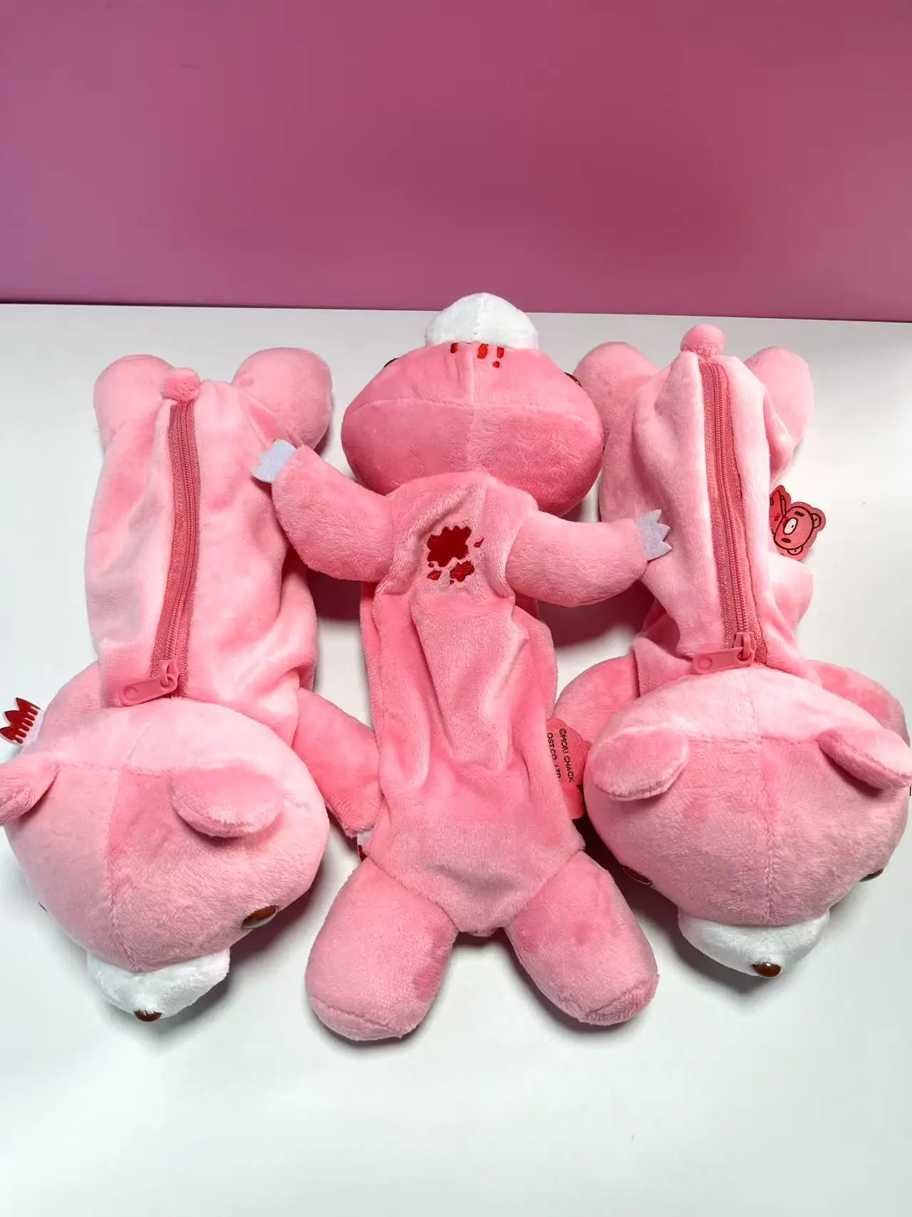 귀여운 핑크 곰돌이 플러시 필통, 카와이 지퍼 펜 파우치, Y2K 스타일 학생용 문구 선물