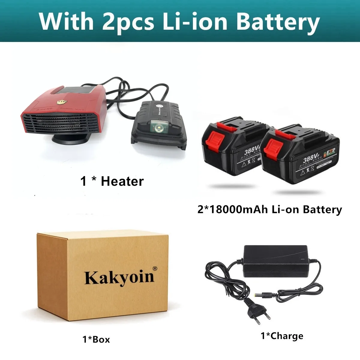 Chauffage électrique sans fil pour Makita, batterie 18V, monté sur voiture,  extérieur, anti-buée portable avec lumière, machine plus chaude USB -  AliExpress