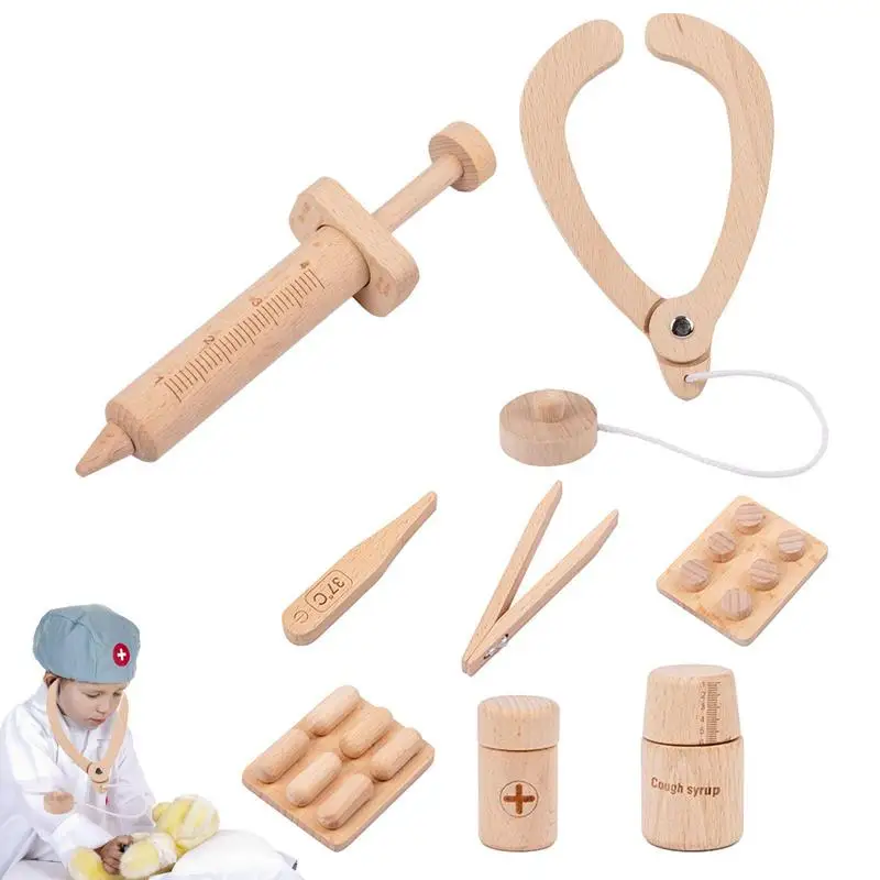 

Wooden Play Doctor Kit Doctor Role Play Toy For Kids Pretend Play Montessori Toys For Dressing Activities Doctor Play Set For