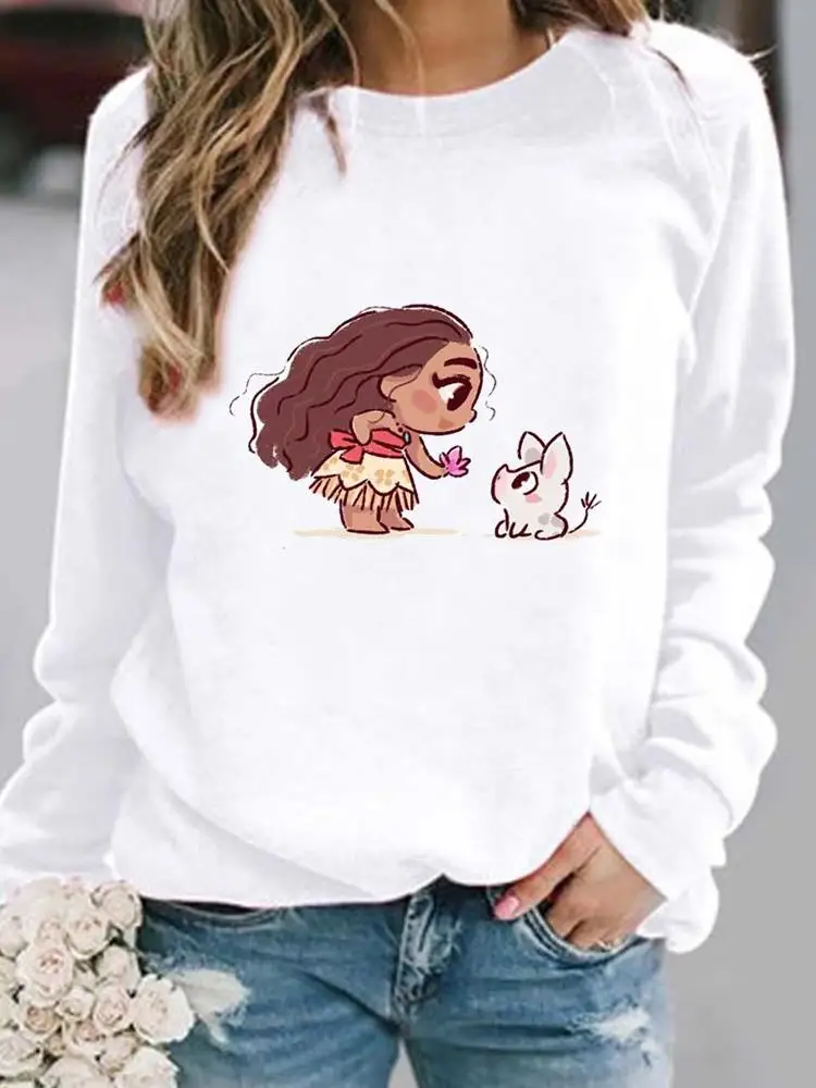 

Fashion Print Princess Pullovers Holiday Cartoon Women Casual Sweet Style Trend Autumn Spring Female Graphic Sweatshirt