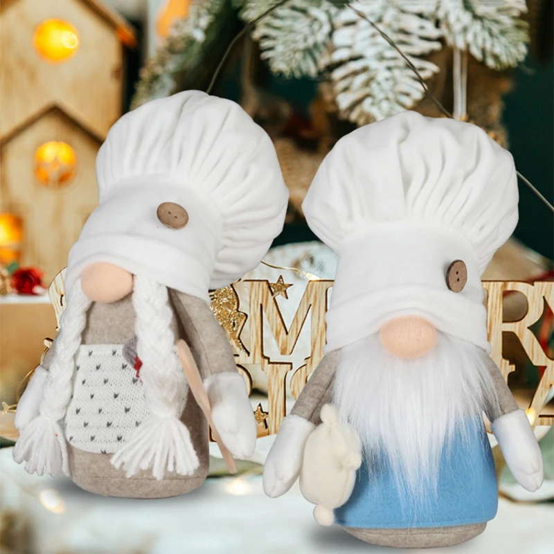 

Christmas Rudolph Doll White Chef Hat Rudolph Ornament Party Holiday DIY Decorations