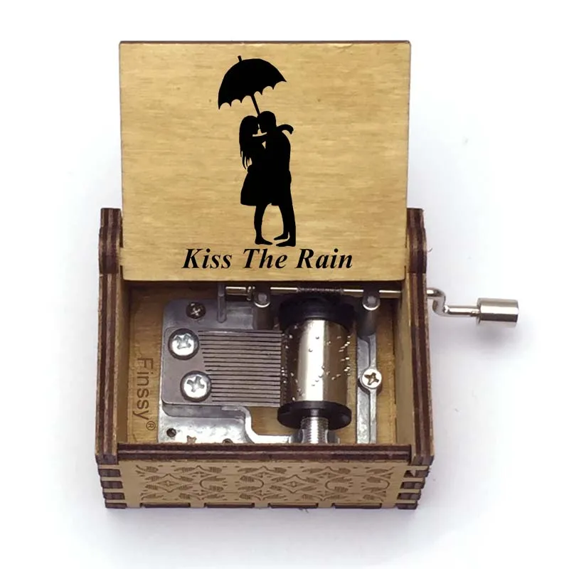 Caja musical de madera con temática kiss the rain, cajas musicales  decorativas, regalo de cumpleaños, regalo de Navidad para esposa y novia _  - AliExpress Mobile