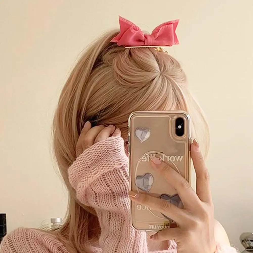 

2PCS Pink Bow Hair Clips Vintage Elegant Side Hairpin Sweet Cute Women Girls Barrettes Headdress Korean Hair Accessories