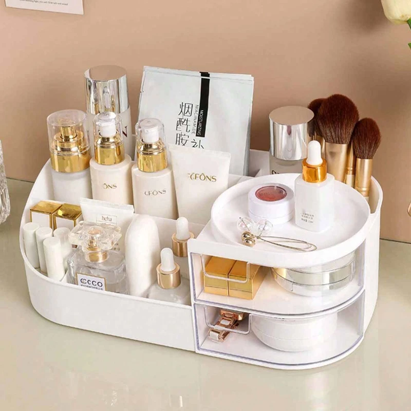 Large Capacity Plastic Cosmetic Storage Box Makeup Drawer Organizer Jewelry Nail Polish Desktop Sundries Pen Holder Container 3