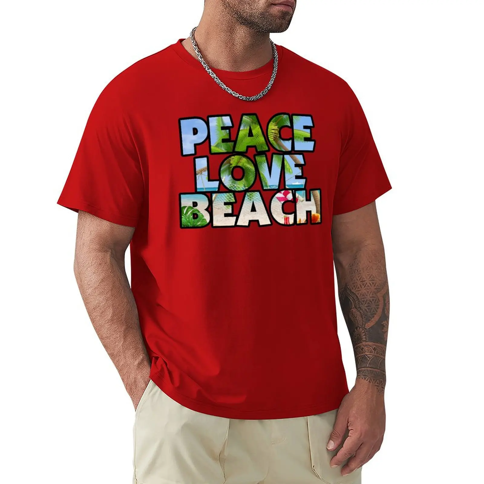 

Peace Love Beach Summer Beach Shirt T-shirt plus size tops summer tops anime clothes plain white t shirts men