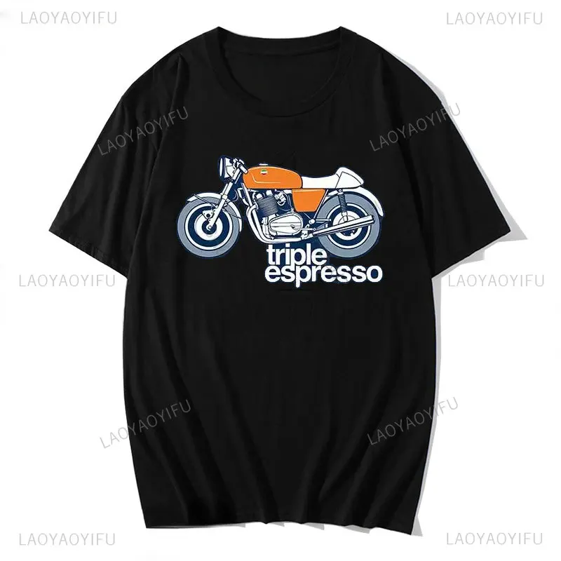 Maglietta Stampata Tripla Bici Espresso Nuova Maglietta Da Uomo Vintage Nera Laverda Bike Moto Racer Triple Espresso T-Shirt Personalizzata
