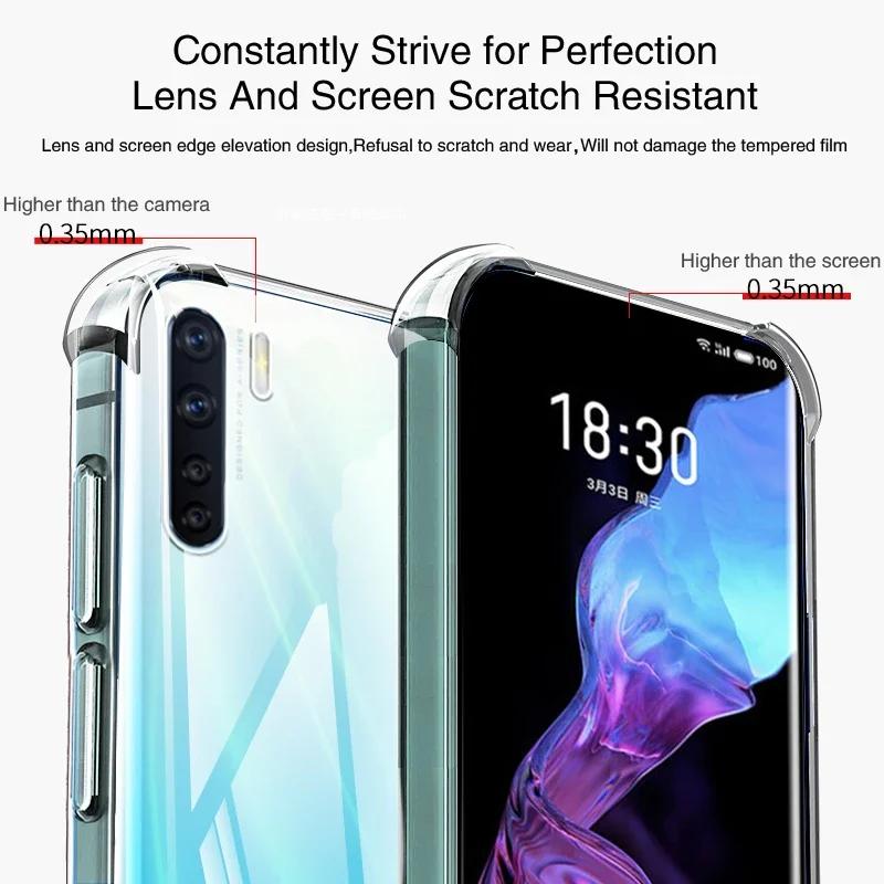 Durable Fall-Proof Transparent Phone Case with Airbag Shock Absorption and Camera Protection