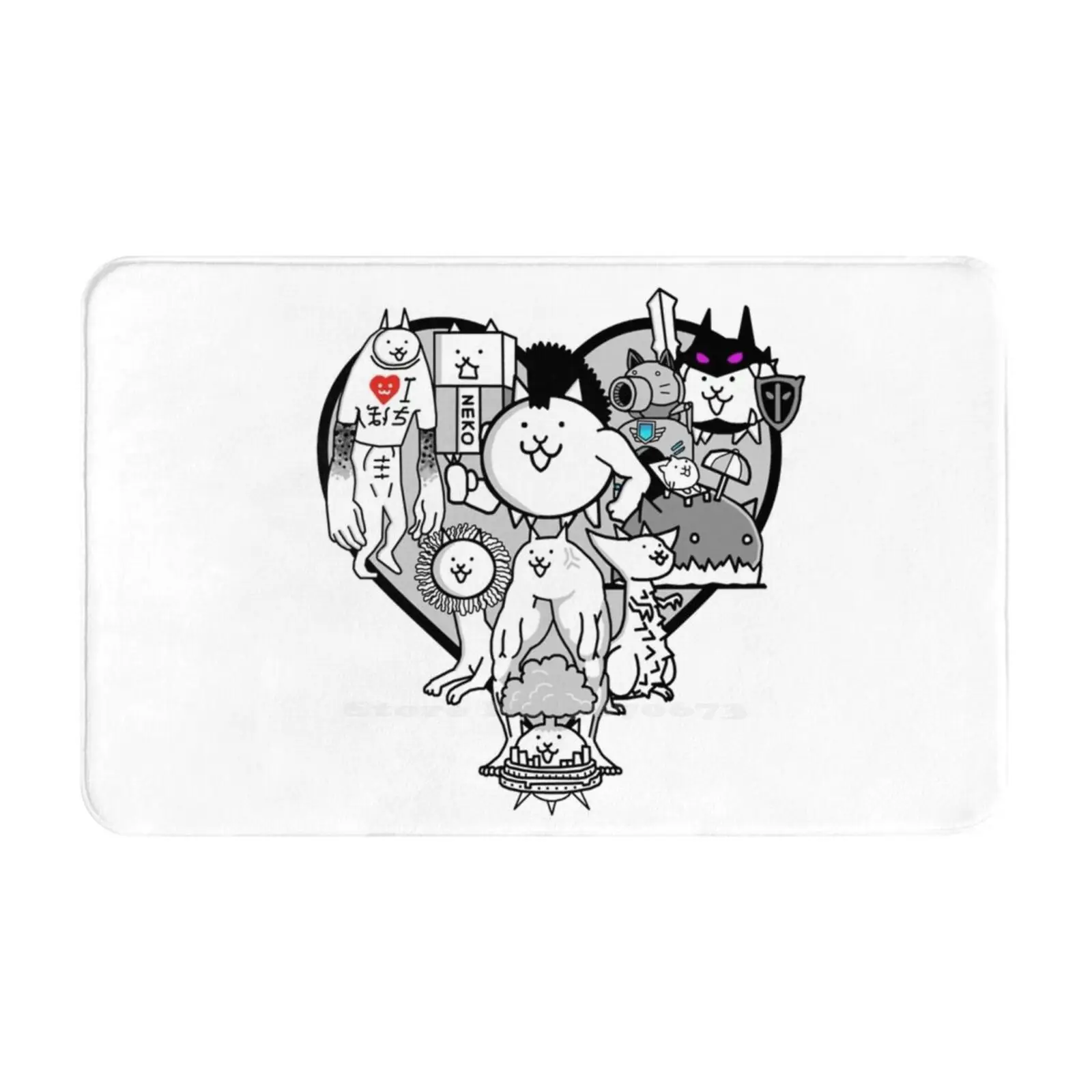 Battle Cats True Form Murale 3D Soft Tappetino Antiscivolo Tappeto Tappeto Foot Pad Battle Cats Murale True Form Heart