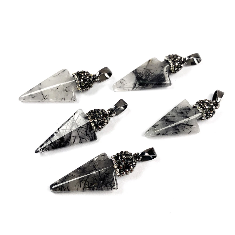 

Mineraali Black Rutilated Quartz Cone Shaped Pendants Natural Crystal Spiritual Gemstones Meditation Jewelry Necklace Divination