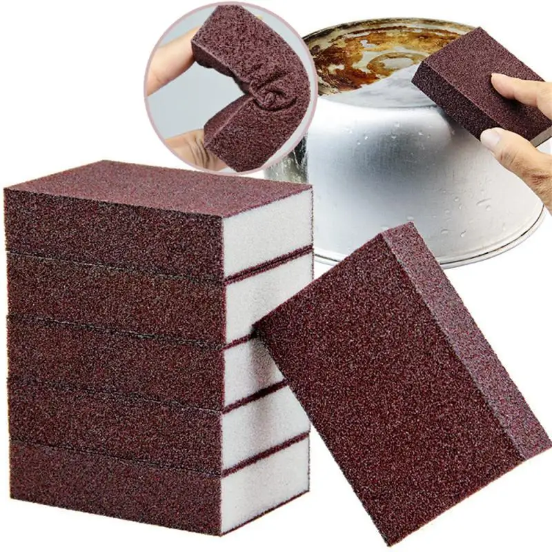 Kitchen Cleaner 1~5PCS Emery Sponge Cleaning Sponge Effective Pan Pots Scrubber Carborundum Cleaner For Kitchen Cleaning Tools