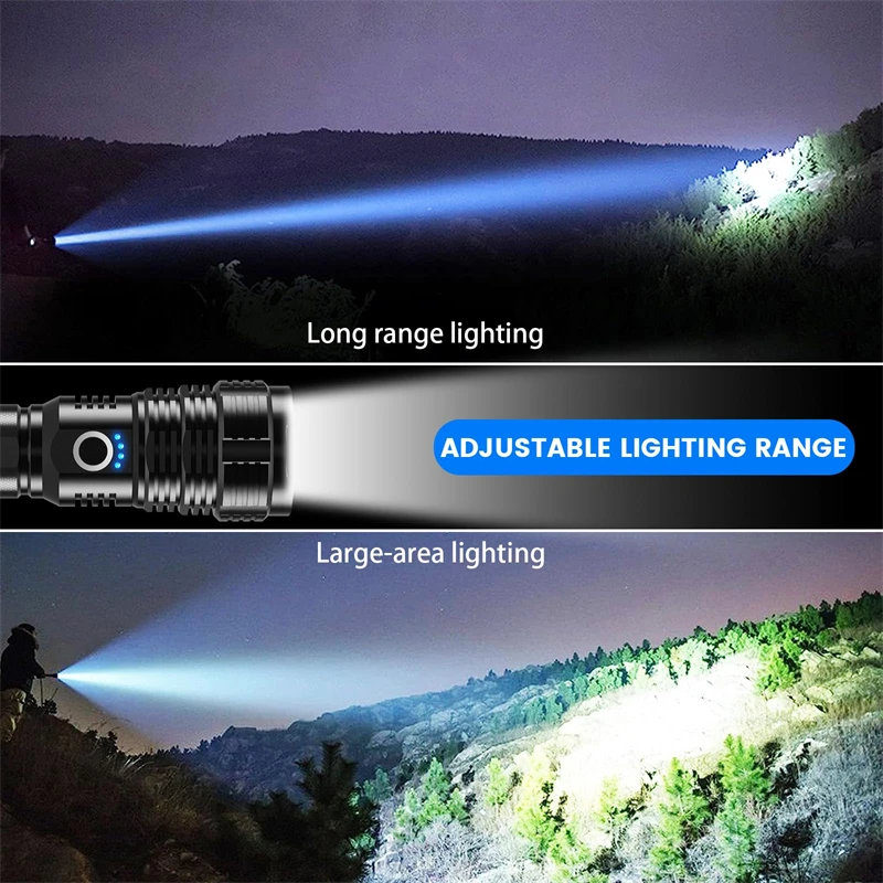2x Super Hell LED Taschenlampe 250000 Lumen XPE USB Zoom Torch