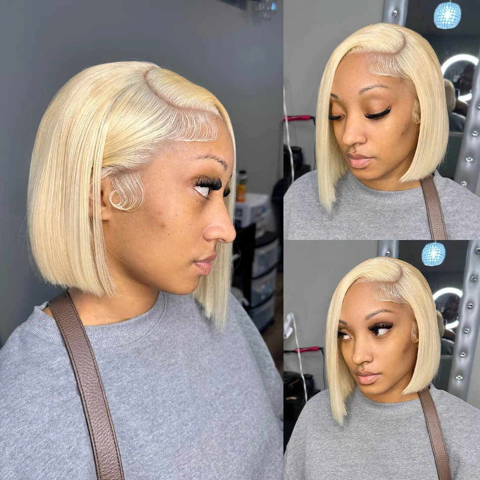 Short Bob Wig 613 Honey Blonde Color Brazilian Straight Bob Wig HD Lace Front Human Hair Wigs 13x4 13x6 Lace Frontal Wigs human hair wig
