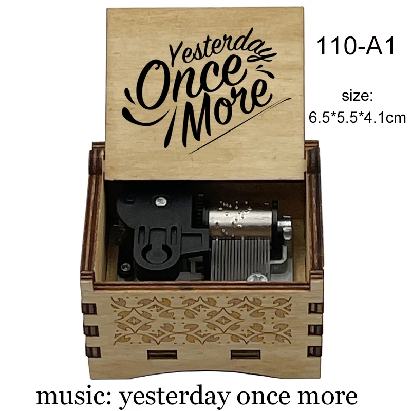 Wooden Music Box Yesterday Once More Song Wind Up Musical Box Gift for Girlfriend Boyfriend Wife Christmas Birthday Home Decor