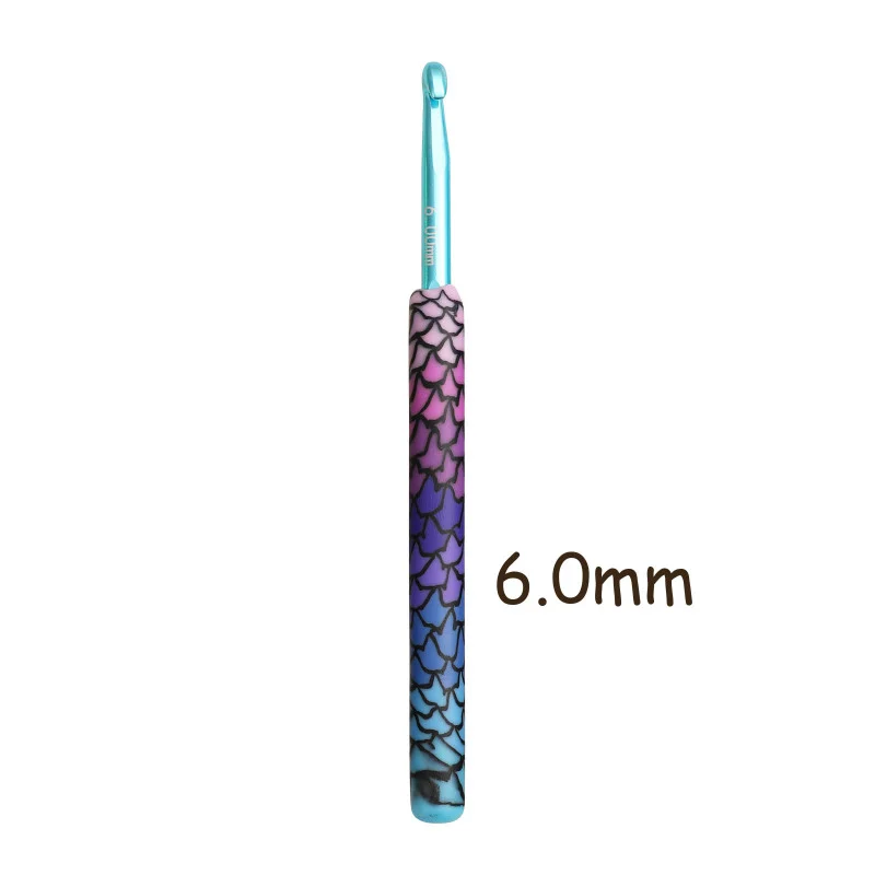 Hot 1 pcs Purple Mermaid Crochet Hook Aluminum Head DIY Handmade Craft Yarn Crochet Needle Crochet Supplies 2.25mm-8.0mm