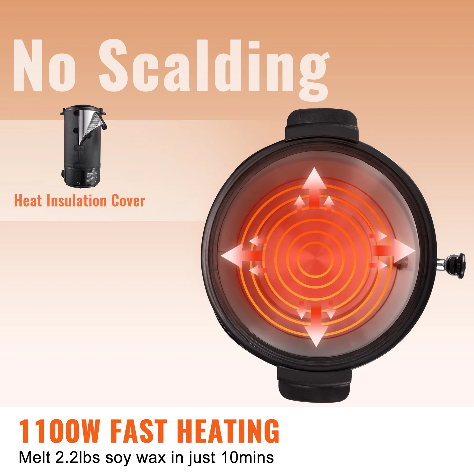 VEVOR 5/10L Wax Melter for Candle Making,Extra Large Electric Wax Melting Pot,w/Easy Pour Spout & 9level Temp Control,Easy Clean 4