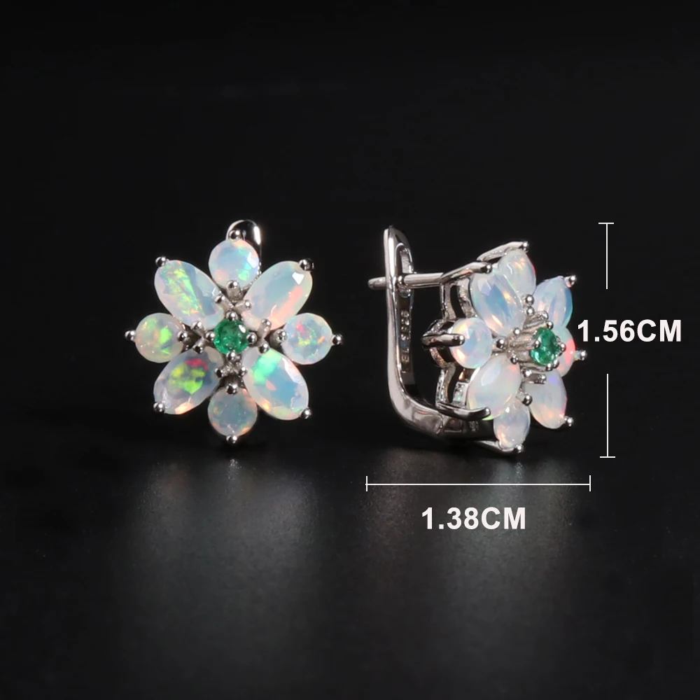 100% Natural opal emerald jewelry set 925 sterling silver gemstone earring Ring for women mom wife nice gift bolai 4