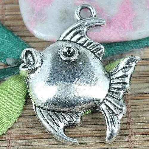 

4pcs 37.6*30.7mm tibetan silver color fish charms EF0297