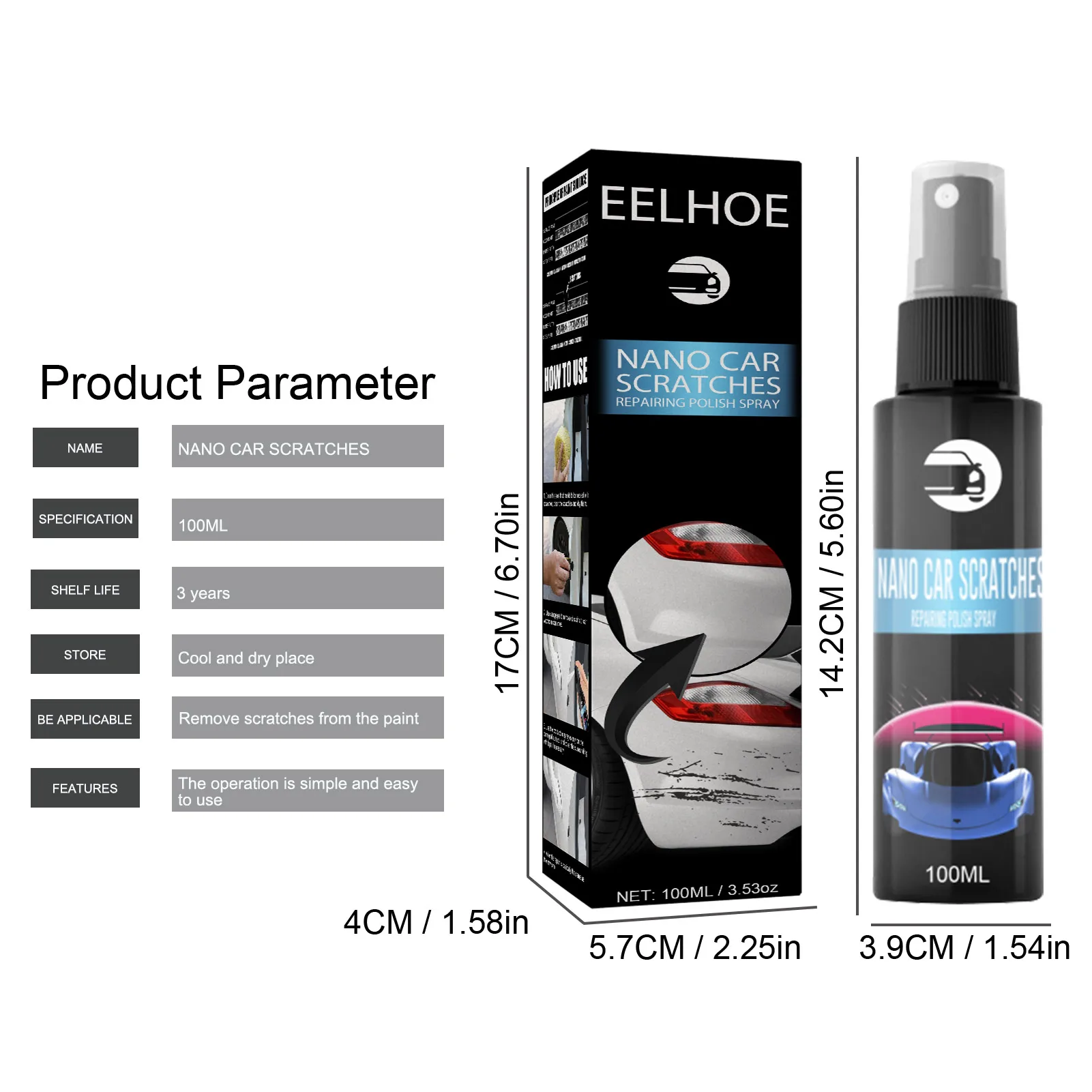 Nano Car Scratch Remover Car Swirl Removal Tool Clarity Restorer Nano Repairing Coating Spray For Body Paint Correction