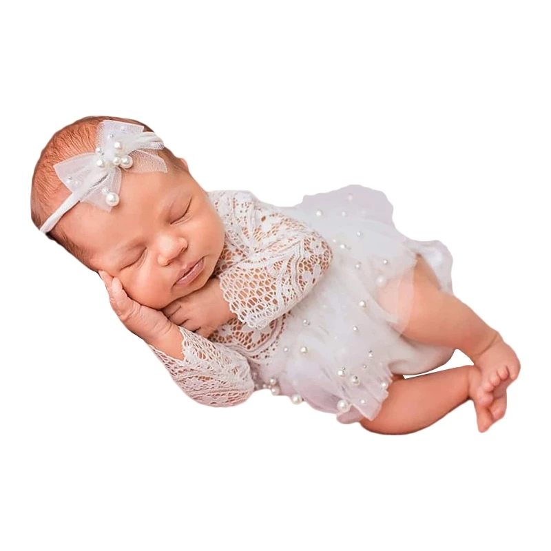 

Newborn Girls Photo Prop Outfit Girl Lace Rompers Tutu Skirt Infant Baby Heabands Baby Girls Photograph Clothes