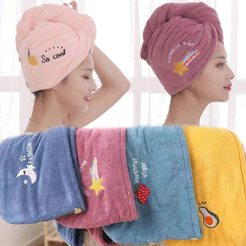 Women Soft Microfiber Towels Shower Cap Towel Bath Hats for Women Dry Hair Cap Quick Drying Soft for Lady Turban Head Girl Towel