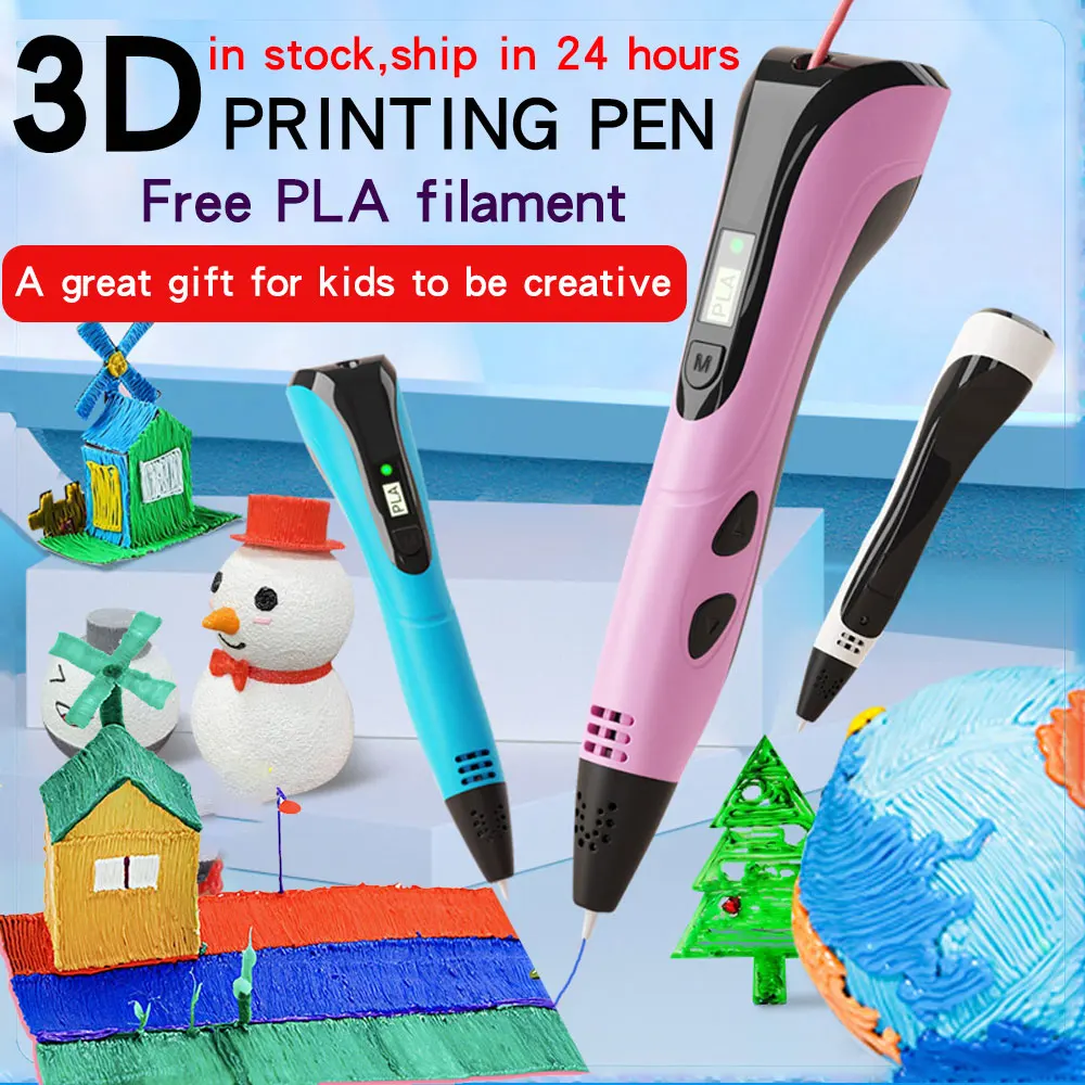 Stylo 3D pour enfants avec écran LCD, filament PLA 12 couleurs