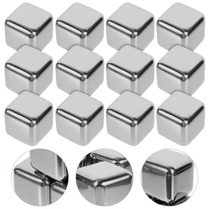 Whiskey Stones Reusable Stainless Steel For Whiskey Wine Beer Juice Soda Bars Party 12PCS