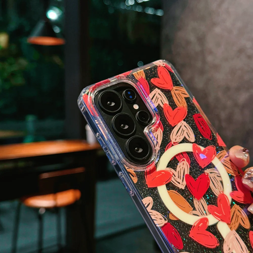 Luxury Aurora Love Magnetic Case with Floral Design