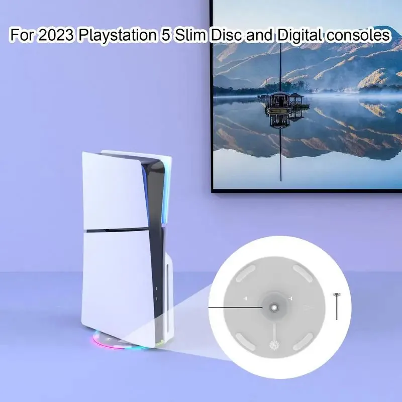 PS5 슬림 콘솔용 RGB 수직 냉각 스탠드, LED 디스플레이 베이스 거치대, PS5 슬림 디스크 및 디지털 버전 게임 액세서리