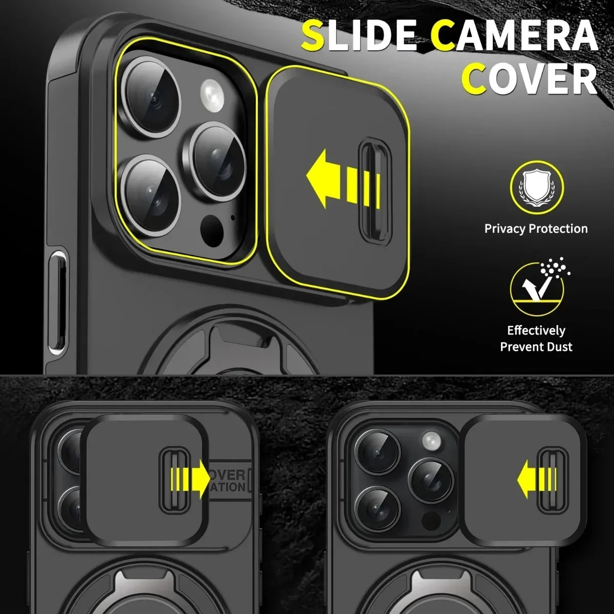 Enhanced Armor Magnetic Case with Lanyard and Slide Camera Protection - Shockproof Cover