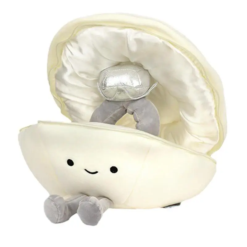 35cm Plush Shell Ring Box Soft Stuffed Diamond Ring Case Shell Dolls Home Decor Throw Pillow Kids Toys Birthday Christmas Gifts