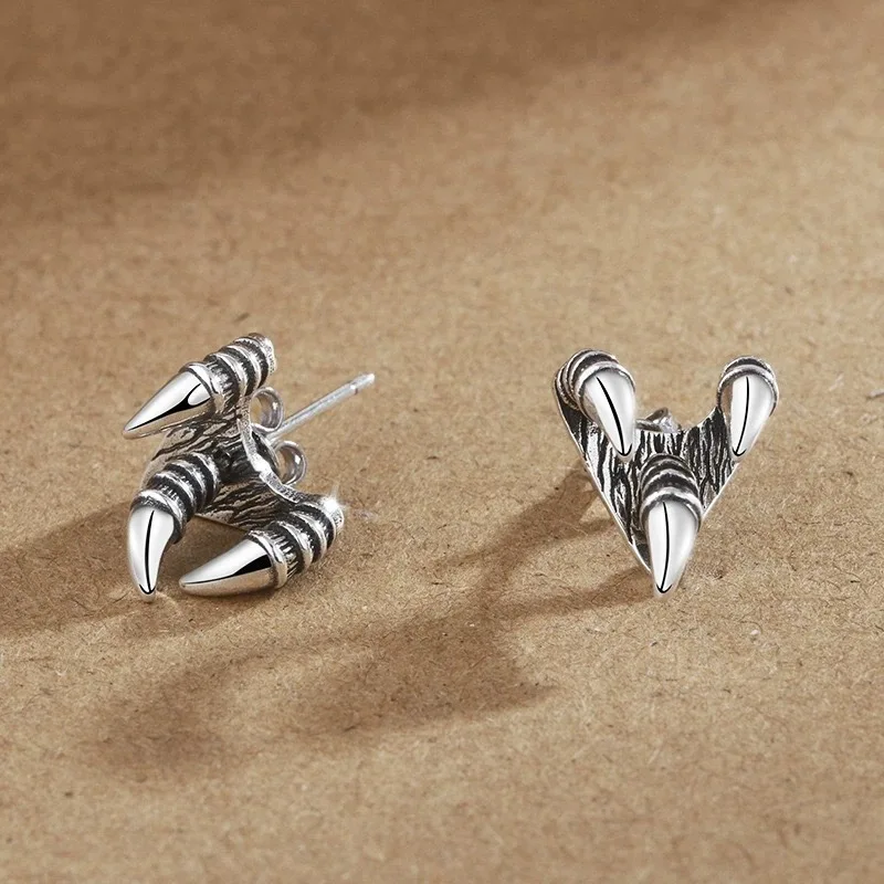 Gothic Black Claw Stud Earrings Men Punk Metal Geometric
