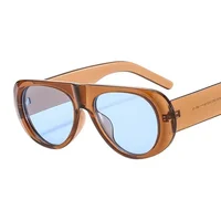 Nouvelles lunettes de soleil ovales femmes hommes Cool marque concepteur lunettes de soleil colorées femme mâle en plastique grand cadre lunettes extérieures 4