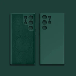 Premium Liquid Silicone MagSafe - Compatible Shockproof Case with Wireless Charging Support - Samsung S23Ultra (Dark Green)